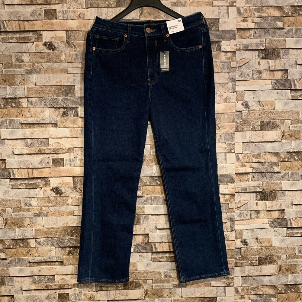 NWT Express Cropped Straight Super High Rise Jeans